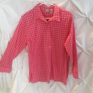 pink flannel pattern collared button up
